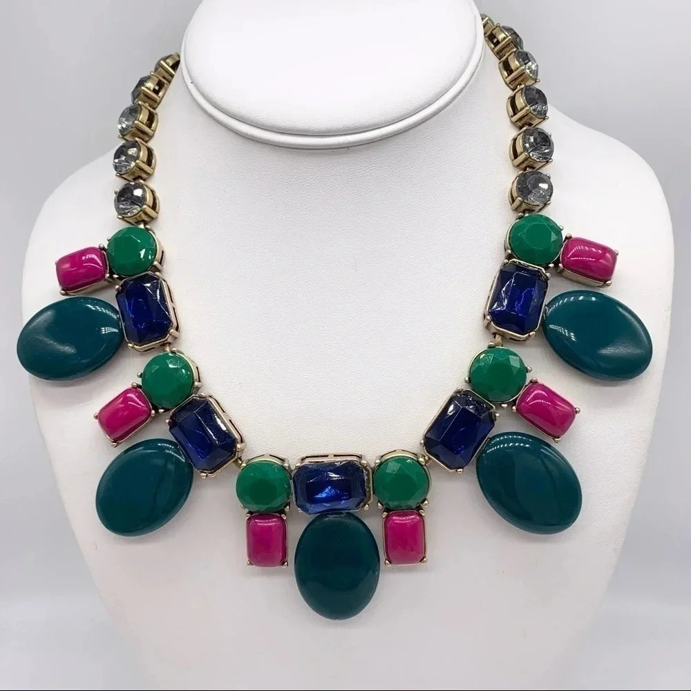 J. Crew Blue Green Berry Jeweled Necklace